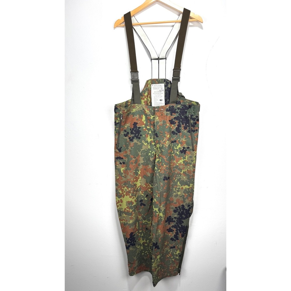 VTG German Military Feuchter Ringelai Camo Waterproof Bib Overalls Green Men 38" - Picture 8 of 8